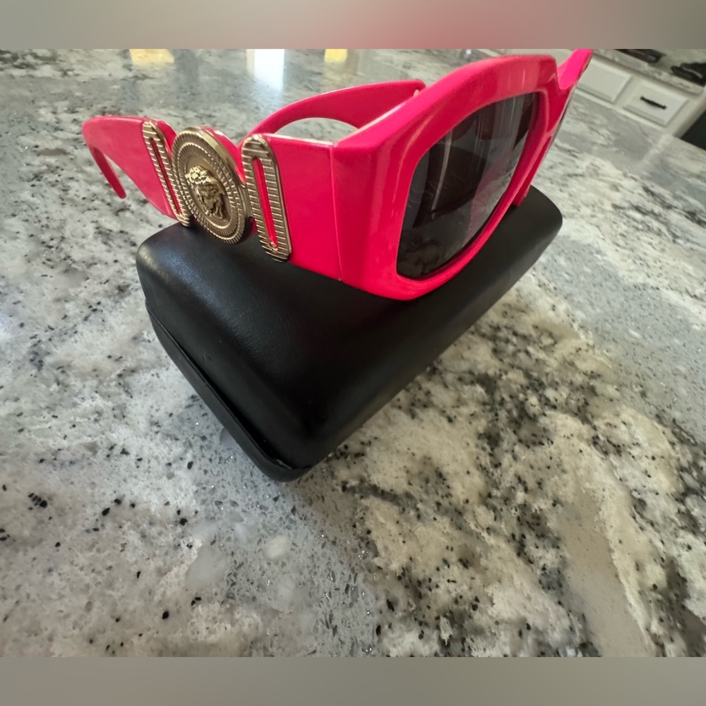 Versace Hot Pink Sunglasses with Gold Details